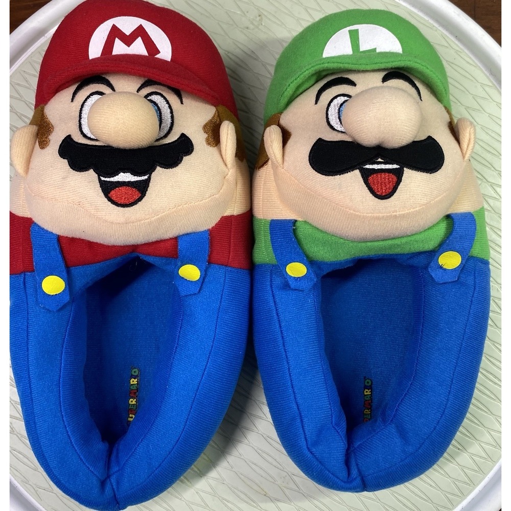 Nintendo Super Mario Bros 3D Plush Bedroom‎ Slippers Boy Or Girl Blue Youth 4-5